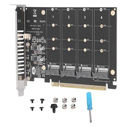 PCIE X16 Expansion Card, DC Power Chip Rugged Design M.2 NVME SSD to PCIE X16 Adapter Stable Operation with Computer Nuts