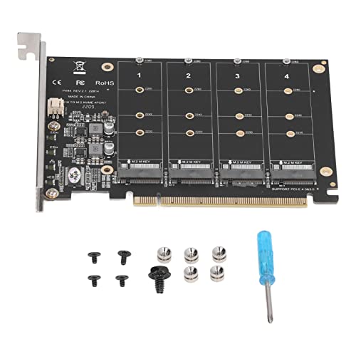 M.2 NVME SSD to PCIE X16 Adapter, PCB Material DC Power Chip Stable Operation PCIE X16 Expansion Card with Screws for Computers