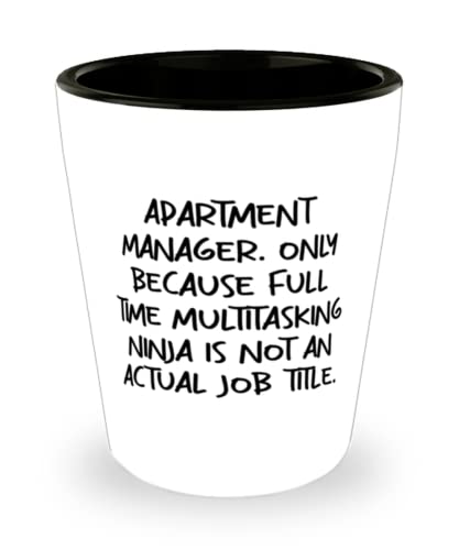 Funny Apartment manager, Apartment Manager. Only Because Full Time Multitasking Ninja is not, Fun Holiday Shot Glass From Colleagues