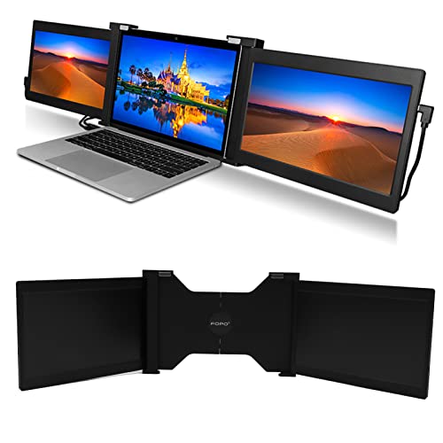11.9in Laptop Monitor Extender, USB C Triple Portable Monitor for Laptop with FHD 1080P Screen, Screen Extender Dual Monitor Extender for Most 13.3 to 16.5 inch Computers(S11 Black)