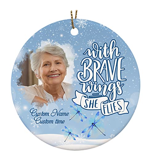 Memorial Ornament, Brave Wings Remembrance Ornament, Sympathy Gift for Loss of Loved one – OVT17 (2, One-Side)