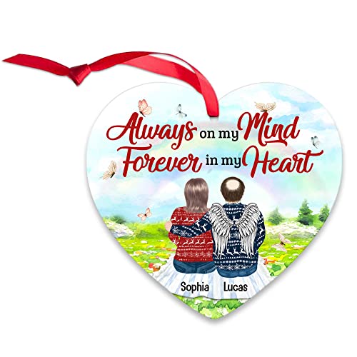 MUCHNEE Personalized Memorial Christmas Ornament Remembering A Loved One/Husband/Wife/Family – Always On My Mind Forever in My Heart, Aluminum Ornament Bereavement Gift on Holiday Noel for Parent