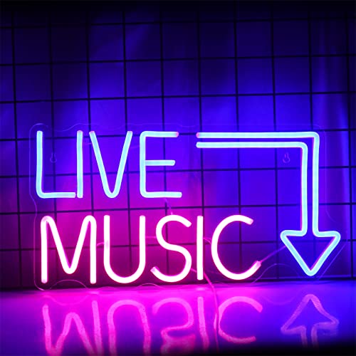 MAXSMLZT Live Music Neon Signs Music Party Neon Light Recording Studio Atmosphere Light Glowing Signs Music Bar LED Neon Light Wall Decor