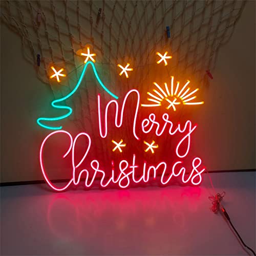 Merry Christmas Festival Neon Signs, Neon Lights Room Wall Decor Bar Store Studio Cafe Lighting Signboard,60x50cm