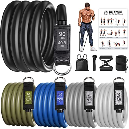 Resistance Bands Set for Working Out, NITEEN 240lbs Ultra Heavy Resistance Bands with Handles Multi-Weight Men Women Exercise Bands Set Workout with Door Anchor and Ankle Straps Strength Training