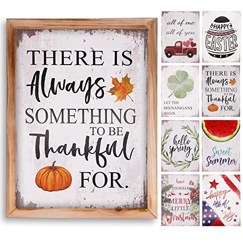Soddeph Farmhouse Fall Wall Decor Signs for 8 Interchangeable Sayings Wall Art, 9”×12” Rustic Wood Picture Frame, Home Decor for Bedroom Living Room