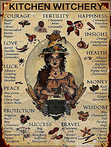 Tin Poster Metal Sign Kitchen Witchery Decor Witch Decor For Vintage Decor Novelty Funny Retro Ouija Board Witchcraft Supplies Iron Pain G Plaque Kitchen Restaurant Parlor Wall Decor Art 8″x12″ Signs