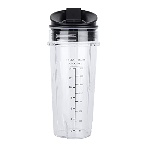 Tall Jar Cups, 16Oz Replacement Cup Blender Cup Container with Flip Lid Fit for Nutri Ninja Blender Accessories