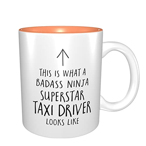Coffee Mug with Handle Funny Ceramic Coffee Tea Mug Gift, This is What A Badass Ni-nj-a Superstar Taxi Driver Looks Like,Redmugs Funny Inner Color Coffee Mug Tea Cup | The Storepaperoomates Retail Market - Fast Affordable Shopping