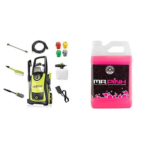 Sun Joe SPX3000-XT1 XTREAM 13-Amp 2200 Max PSI 1.65 GPM Electric High Pressure Washer & Chemical Guys CWS_402 Mr. Pink Foaming Car Wash Soap, 128 fl oz (1 Gallon), Candy Scent