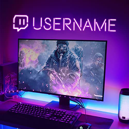 Custom Twitch Username Neon Sign, Gamer Tag Neon Light, Twitch Name Live Streaming Sign Wall Decor Personalized Gift for Gamers, Social Media Streamers Influencers, Custom Channel ID Business Sign