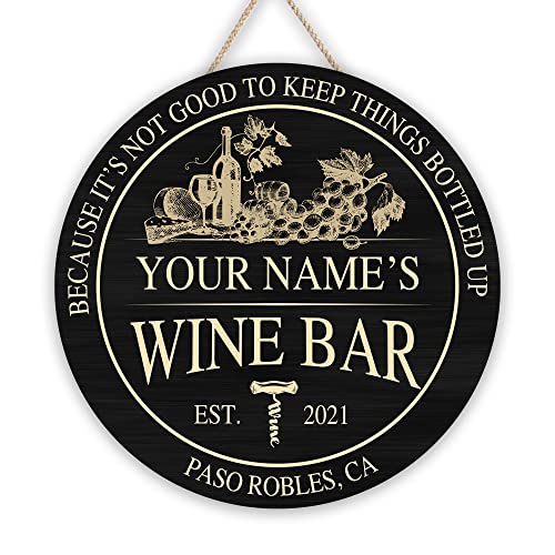 Artsy Woodsy Custom Wine Bar Printed Wood Sign 12″ 18″, Chadonnay Vineyard Winery & Distillery, Gifts For Wine Lovers, Sommeliers, Wine Lounge, Bar Decor, Home Pub Tavern Saloon Man Cave Sign