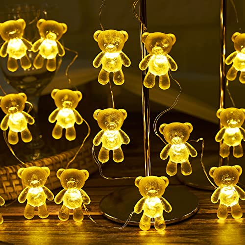 JASHIKA Fairy Lights Plug in Teddy Bear First Christmas Ornaments Tree Decorations Valentines Day Decor String Lights USB or Battery Operated String Lights Indoor with Timer 8.5ft 20LED Birthday Decor | The Storepaperoomates Retail Market - Fast Affordable Shopping