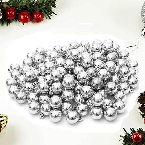 KTKDE Silver Christmas Ball Ornaments 1.18″ 144 Pcs Christmas Tree Decorations Shatterproof Hanging Christmas Small Colorful Ornament Balls for Holiday Party Wreath Tabletop Xmas Tree Decor (Silver)