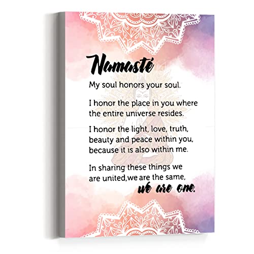 Buddhist Buddhism Canvas Wall Art,Namaste We Are One Quote Canvas Prints Framed Wall Art for Yoga Room Home Wall Décor,Buddhist Gifts for Women Man