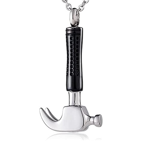 Cremation Jewelry for Ashes Wrench Hammer Stainless Steel Pendant Locket Keepsake Memorial Urn Necklace for Men Women Holder Ashes for Pet Human (silver-2))