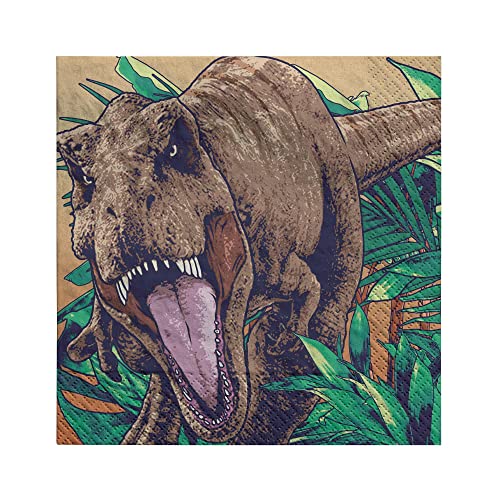 Jurassic World Into the Wild Luncheon Napkins – 6 1/2″ x 6 1/2″ | Multicolor | 16 Pcs.