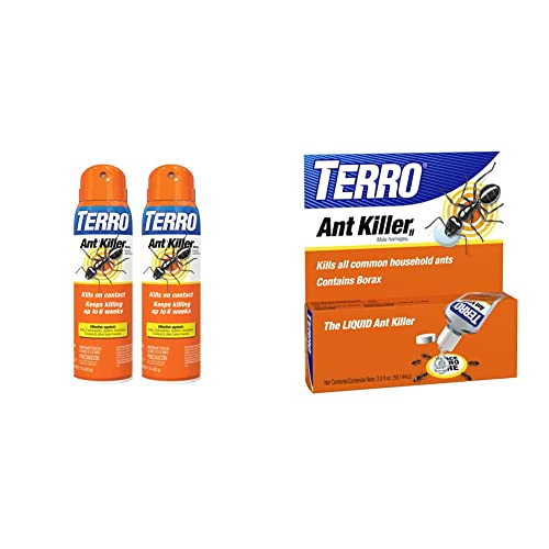 TERRO T401SR Ant Killer Spray-2 Pack, White & Liquid Ant Killer ll T200, 2 oz