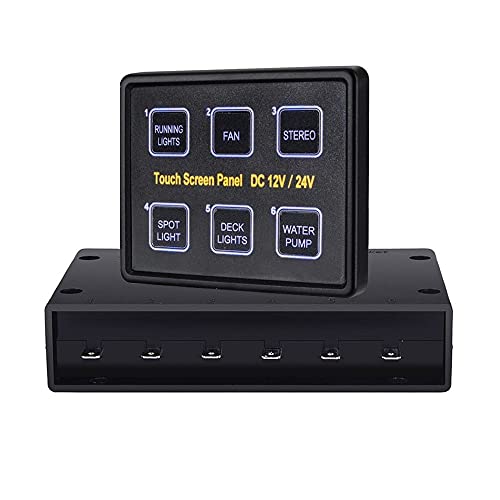 6 Gang LED Capacitive Touch Control Screen Switch Panel Slim Box With 15Pin VGA Tranmission Cable for Car Marine Boat
