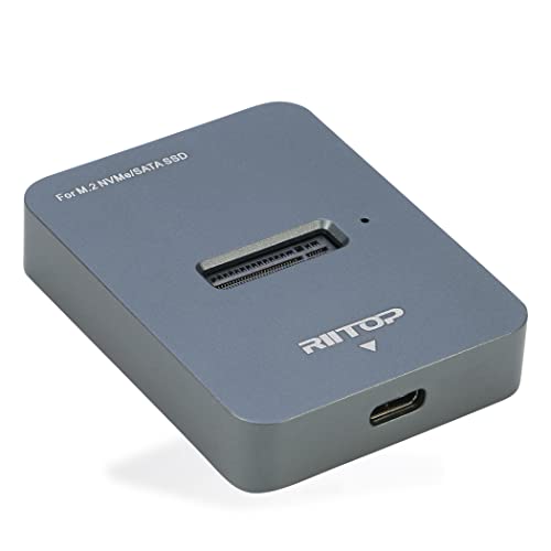 M.2 to USB Docking Station, RIITOP M.2 SSD to USB-C Reader Adapter for Both M.2 (M Key) NVMe SSD and (B+M Key) SATA-Based SSD Enclosure