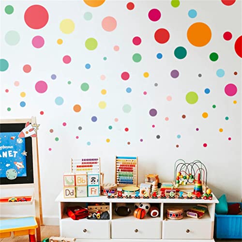 Polka Dot Wall Decals Peel and Stick, Removable Wall Stickers for Kids Girls Bedroom Playroom Living Room, Classroom Nursery Boho Rainbow Wall Decals, No Residue, 8 Size 108pcs Multicolor – Jesiramoo