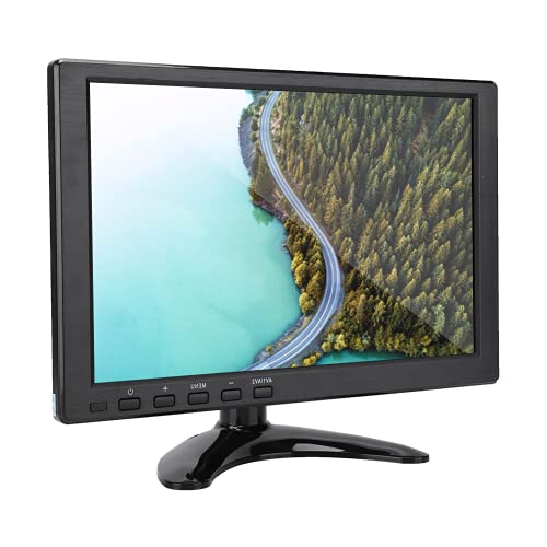 10.1 Inch TFT LCD Monitor, Universal 1280×800 16:10 HD Small HDMI Monitor with HDMI, VGA, AV, BNC Input, WLED Backlight Color Screen Display Built in Speaker, Portable Gaming Computer Monitors(US)