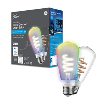 GE CYNC Smart LED Light Bulbs, Color Changing Lights, Bluetooth and Wi-Fi Lights, Works with Alexa and Google Home, ST19 Edison Style Light Bulbs (2 Pack) | The Storepaperoomates Retail Market - Fast Affordable Shopping