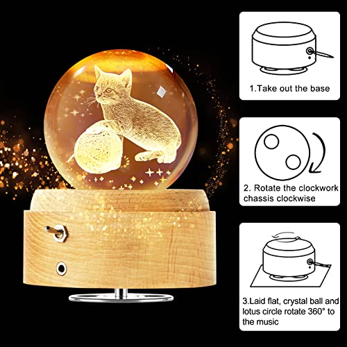 Best Mothers Day Gifts for Mom Women Wife Girlfriend Grandma, 3D Cat No.2 Crystal Ball Music Box with LED Night Lamp, Unique Mom Gifts for Birthday Graduation Christmas Valentine’s Day Anniversary | The Storepaperoomates Retail Market - Fast Affordable Shopping