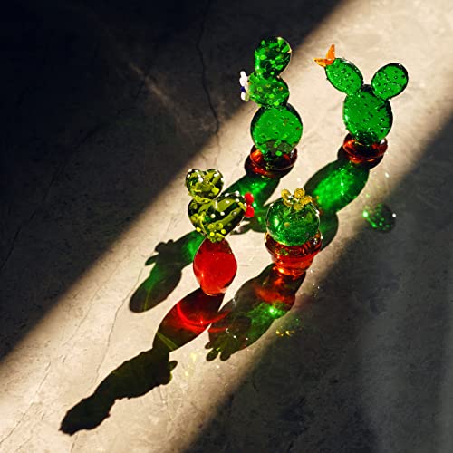 4pcs Handmade Glass Blown Cactus Figurines Collectible Cute Crystal Art Cactus with Vase Ornaments Desk Tabletop Simulation Plants Decorations | The Storepaperoomates Retail Market - Fast Affordable Shopping