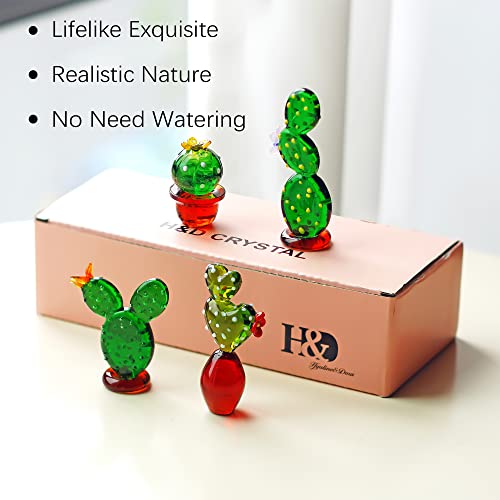 4pcs Handmade Glass Blown Cactus Figurines Collectible Cute Crystal Art Cactus with Vase Ornaments Desk Tabletop Simulation Plants Decorations | The Storepaperoomates Retail Market - Fast Affordable Shopping