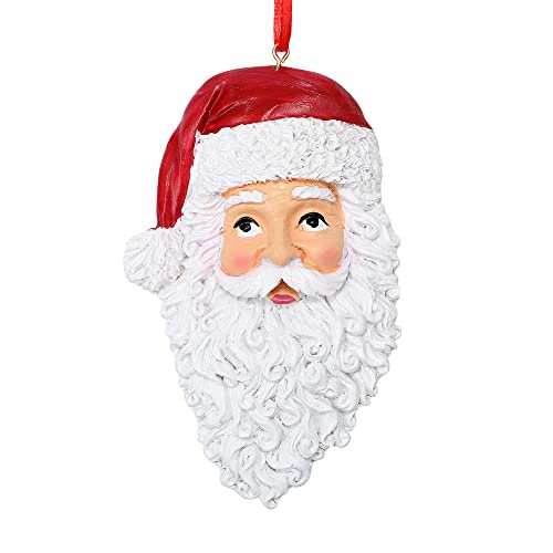 Eoocan African American White Santa Claus，4.5-inches Tall American Santa Head Ornament for Christmas Decor