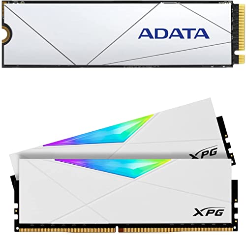 ADATA Premium SSD for PS5 1TB PCIe Gen4 M.2 2280 Gaming SSD Bundle with XPG DDR4 D50 RGB 16GB (2x8GB) 3600MHz Desktop Memory White (APSFG-1T-CSUS AX4U36008G18I-DW50)