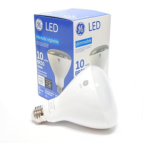 (4 Pack) GE 43237 LED BR30, Frosted Finish, 65 watt Equivalent, Medium Base, 3000K Dimmable LED Light Bulb