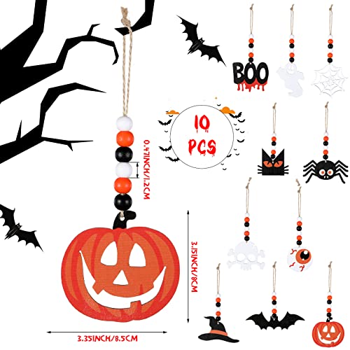 10 Pcs The Night Before Christmas Halloween Wood Hanging Ornaments, Wood Bead Decorations Hanging Tree Pumpkin Spider Skull Witch Bat Ghost Ornament Haunted House Decor | The Storepaperoomates Retail Market - Fast Affordable Shopping