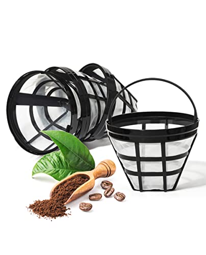 Reusable Coffee Filters for Ninja Coffee Filter Basket #4 Cone Coffee Maker Filter Basket for Ninja Cuisinart Coffee Filter Replacement fit 8-12 Cup Coffee Machine,Good Flavor, Easy to Clean