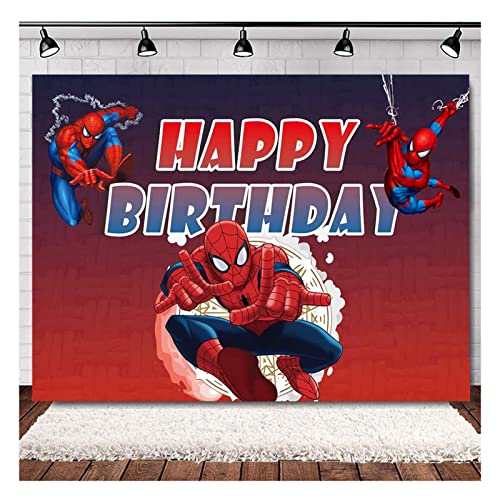 Superhero Spiderman Photography Backdrop 7x5ft Superhero Super City Happy Birthday Photo Background Children Boy Baby Boy Birthday Party Cake Tale Decor Banner Studio Booth Props