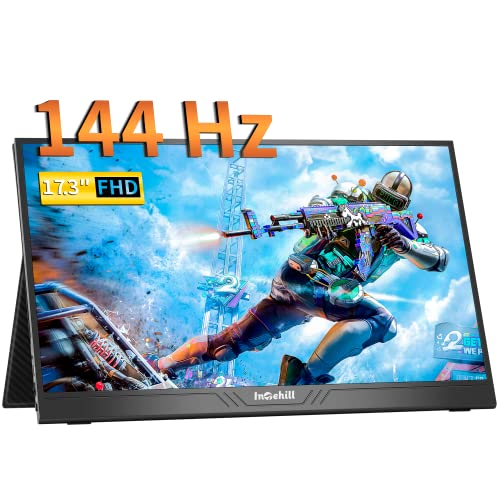 Intehill 144Hz Portable Monitor 1080P – 17.3 Inch Portable Gaming Monitor Freesync 144Hz USB-C HDMI for PC/PS5/Xbox, 144Hz Monitor with Wide Compatibility