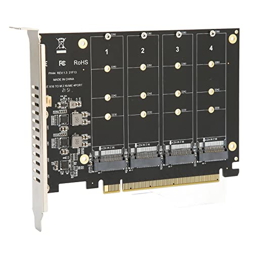 NVME   Card, High Speed PCIE X16 Interface M.2 SSD Adapter Full Speed Signal for 4 NVME PCIe Protocol SSDs for PCIE3.0 4.0