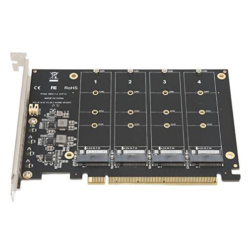 M.2 SSD Adapter, NVME   Card High Speed PCIE X16 Interface Thickened PCB for 4 NVME PCIe Protocol SSDs for PCIE3.0 4.0