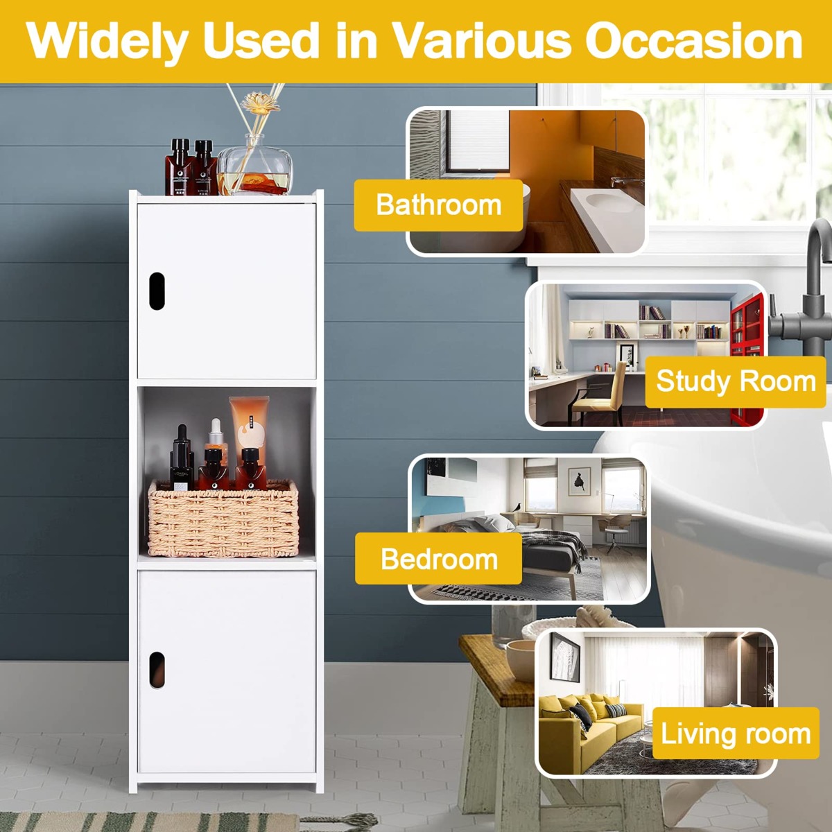 YIGANG Waterproof Bathroom Cabinets White,Bathroom Storage Shelf Organizer Cupboard for Bathroom,Kitchen,Hallway and Bedroom | The Storepaperoomates Retail Market - Fast Affordable Shopping