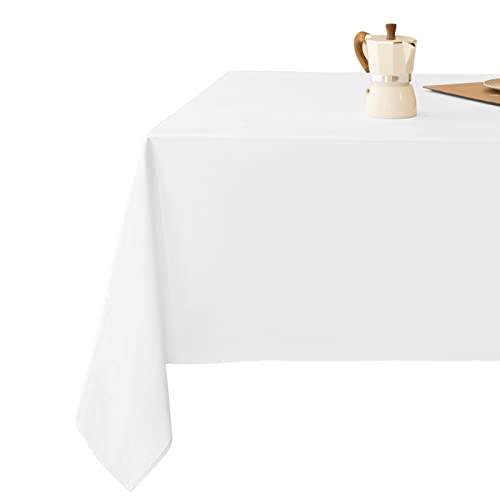 Aocoz White Tablecloth – Rectangle 90×156 Inch Stain-Wrinkle Resistant Washable Tablecloth Decorative Table Cover for Dining Table Parties, Wedding