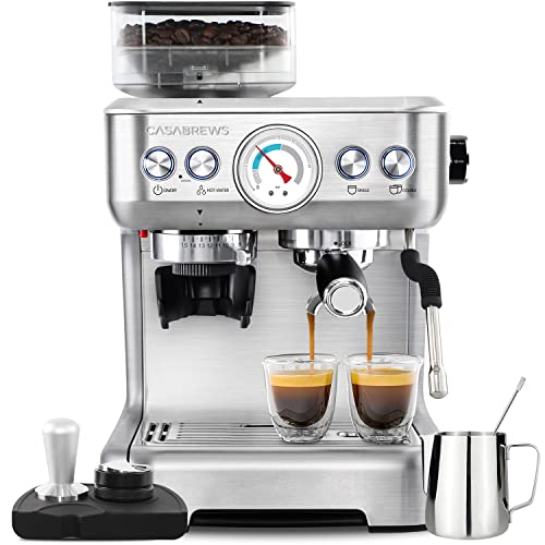 Espresso Machine With Grinder, Professional Espresso Maker With Milk Frother Steam Wand, Barista Espresso Coffee Machine With 92 oz Removable Water Tank for Cappuccinos or Lattes, Gift for Mom or Wife