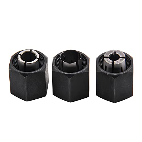 Thaekuns 3 piece Router Collet kit 2610906283 1/4″,2610906284 1/2″ and 2610906287 3/8″ for Bosch 1613,1617, 1618,1619 Series Routers