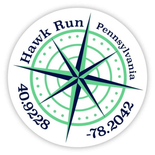 Hawk Run Pennsylvania 4-Inch Fridge Magnet Latitude Longitude Compass Design
