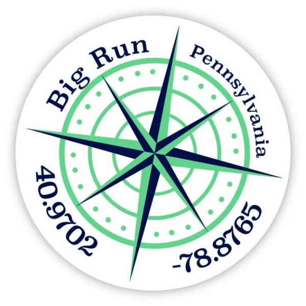 Big Run Pennsylvania 4-Inch Fridge Magnet Latitude Longitude Compass Design