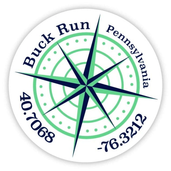 Buck Run Pennsylvania 4-Inch Fridge Magnet Latitude Longitude Compass Design
