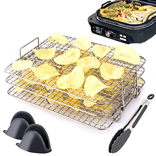 Air Fryer Rack for Ninja Foodi Grill XL Air Fryer, CODOGOY Multi-Layer Dehydrator Rack Toast Rack Air Fryer Accessories Compatible with Ninja FG551/IG601/IG651 Air Fryer Indoor Grill | The Storepaperoomates Retail Market - Fast Affordable Shopping