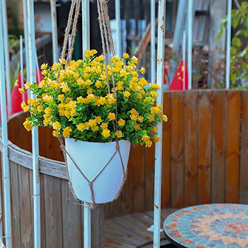 36 Bundles Artificial Fake Flowers, Faux Outdoor Plastic Plants UV Resistant Shrubs Boxwood Plants, Faux Greenery for Indoor Outside Hanging Plants Garden Porch Window Box Home Wedding Décor (Yellow) | The Storepaperoomates Retail Market - Fast Affordable Shopping