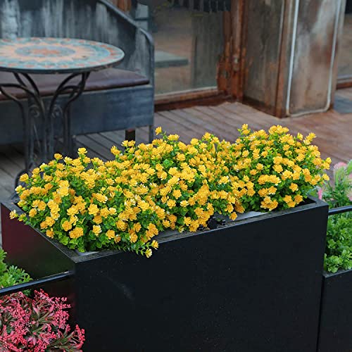 36 Bundles Artificial Fake Flowers, Faux Outdoor Plastic Plants UV Resistant Shrubs Boxwood Plants, Faux Greenery for Indoor Outside Hanging Plants Garden Porch Window Box Home Wedding Décor (Yellow) | The Storepaperoomates Retail Market - Fast Affordable Shopping