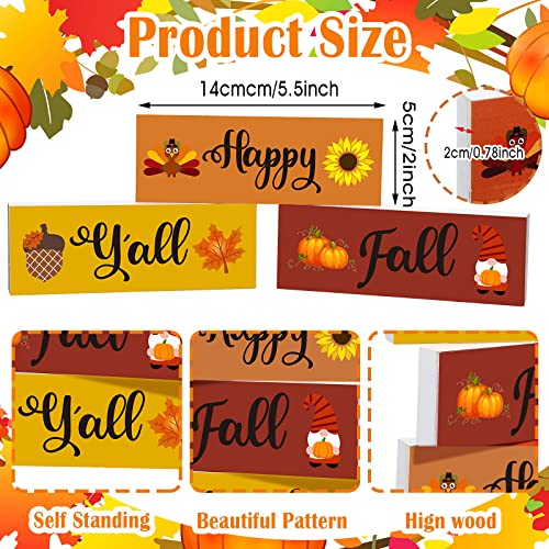 3 Set Fall Decor Fall Tiered Tray Decor Happy Fall Y’all Wooden Blocks Signs Thanksgiving Wood Farmhouse Tabletop Fall Decor Signs Plaques Fall Shelf Sitters for Home Table (Happy Fall Y’all Style) | The Storepaperoomates Retail Market - Fast Affordable Shopping